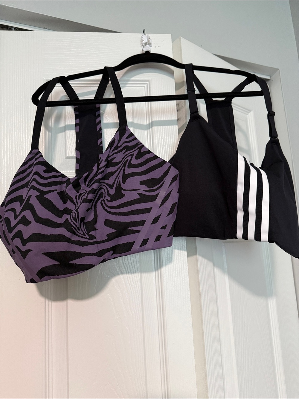 adidas Purple and Black Zebra-Print Sports Bra